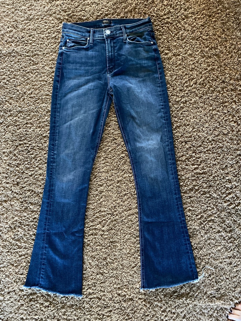 MOTHER Blue The Runaway Step Fray Jeans Manana Mi Amor 28
